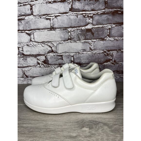 SAS Me Too White Leather Athletic Double Strap Walking Sneakers Women’s 8.5WW US - Picture 1 of 16